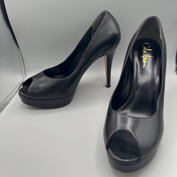 Cole Haan Nike Air Black Platform Peep Toe Pumps  sz  7 1/2 - Picture 8 of 9